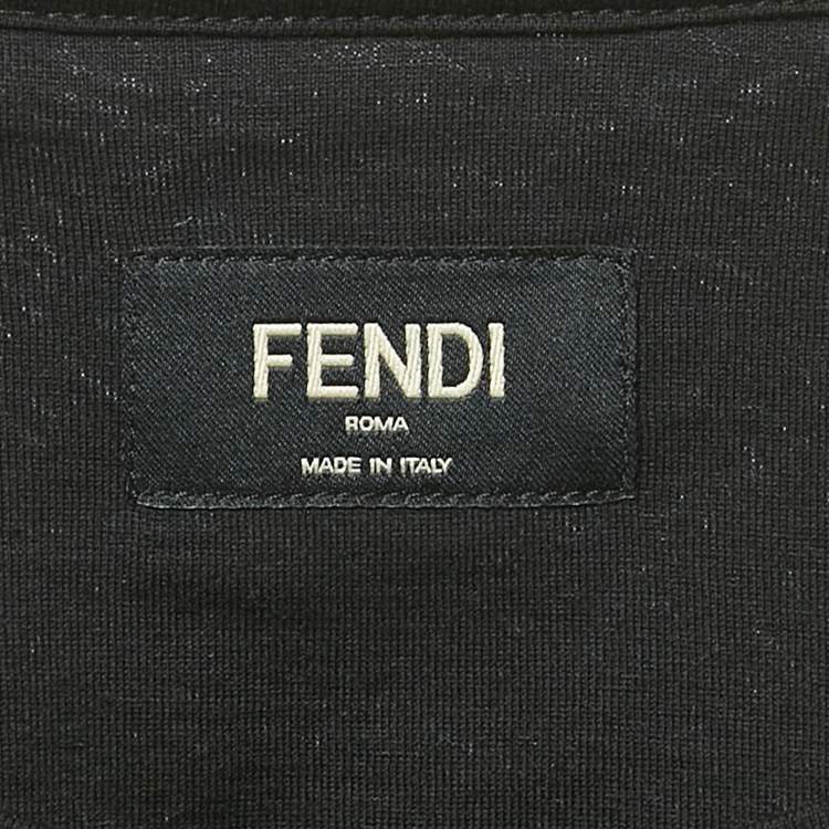 Pre Owned Fendi Black Zucca Applique Jersey Crewneck T-Shirt XL