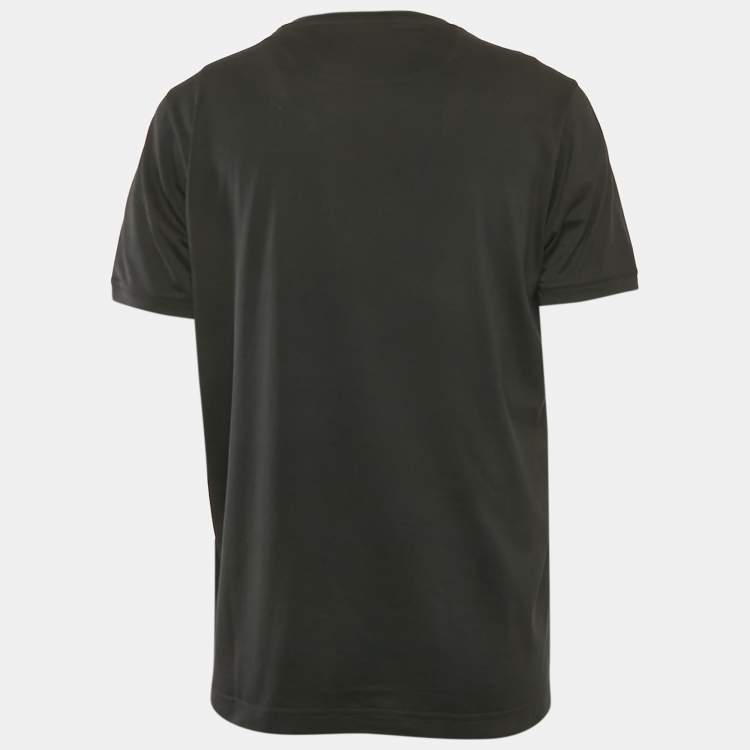 Pre Owned Fendi Black Zucca Applique Jersey Crewneck T-Shirt XL