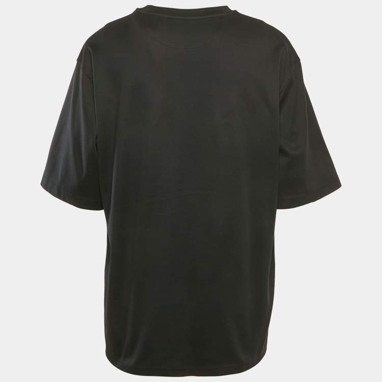 Pre Owned Fendi Black Logo Embossed Cotton Jersey T-Shirt XL