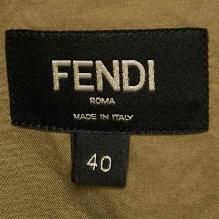 Pre Owned Fendi Olive Green Cotton Short Sleeve Shirt M