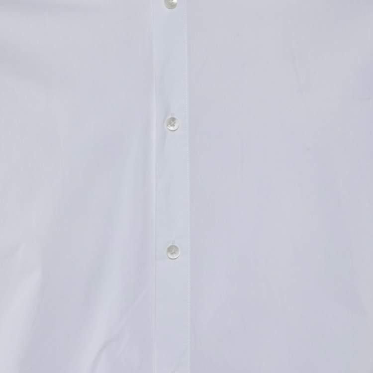 Pre Owned Fendi White Cotton FF Collar Slim Fit Shirt L 