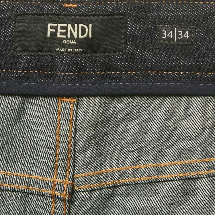 Pre Owned Fendi Navy Blue Denim Regular Fit Jeans L Waist 34"