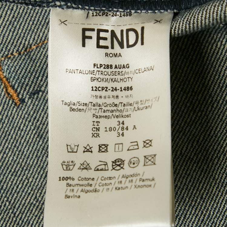 Pre Owned Fendi Navy Blue Denim Regular Fit Jeans L Waist 34"
