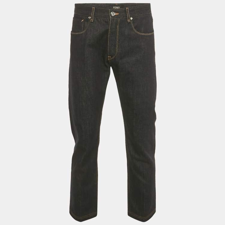 Pre Owned Fendi Navy Blue Denim Regular Fit Jeans L Waist 34"