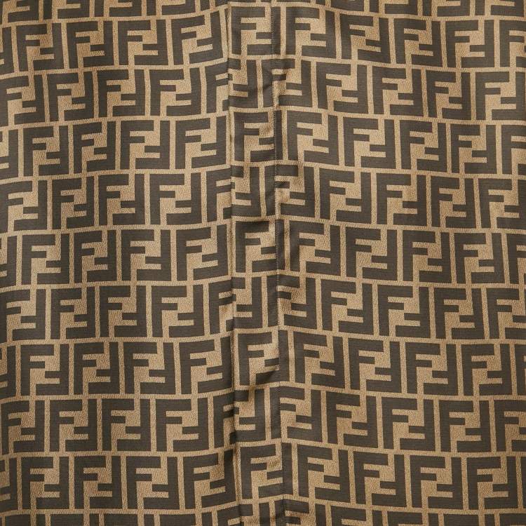 Pre Owned Fendi Brown Zucca Monogram Print Silk Button Front Shirt L