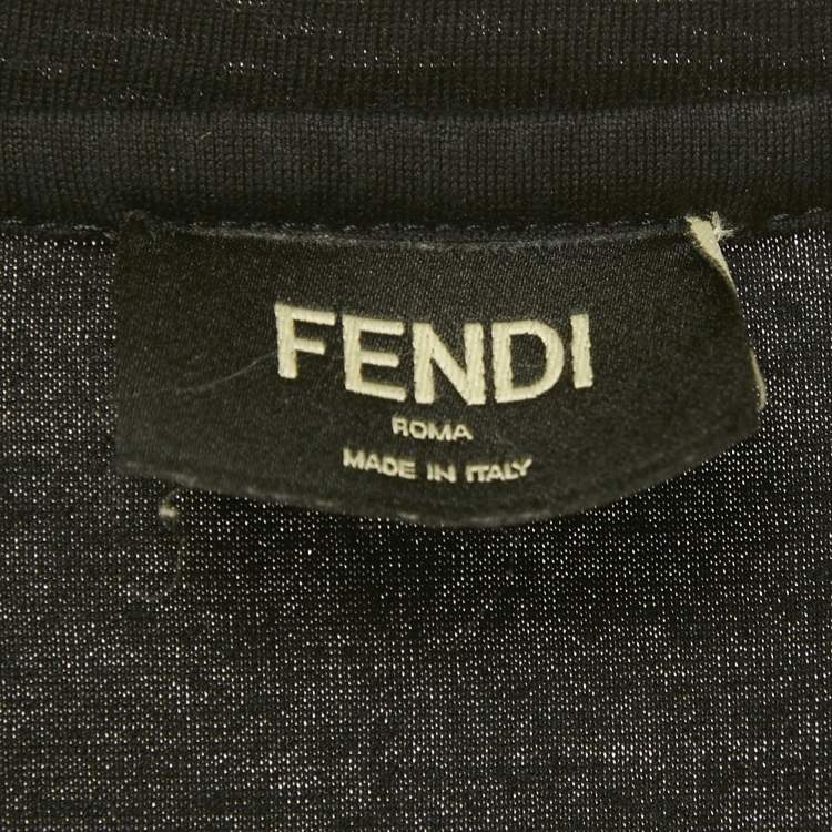 Pre Owned Fendi Black Monster Bug Zipper Detail Cotton T-Shirt M