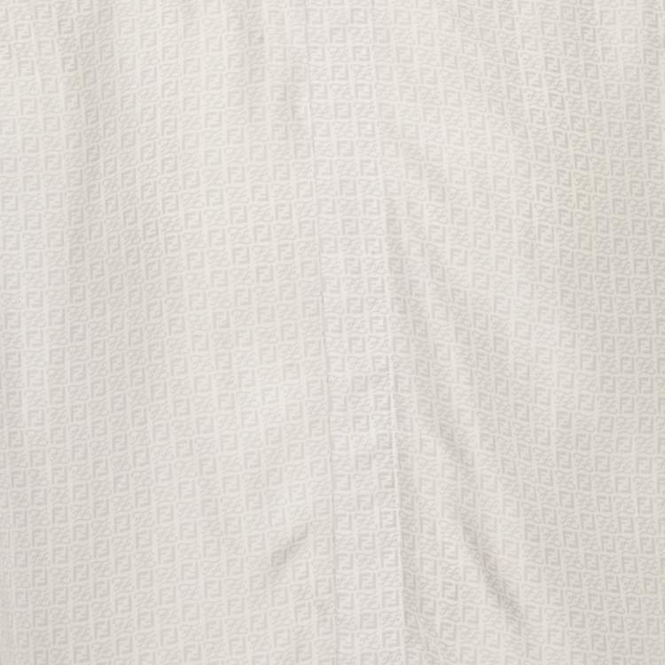Pre Owned Fendi White Logo Print Silk Shirt XL