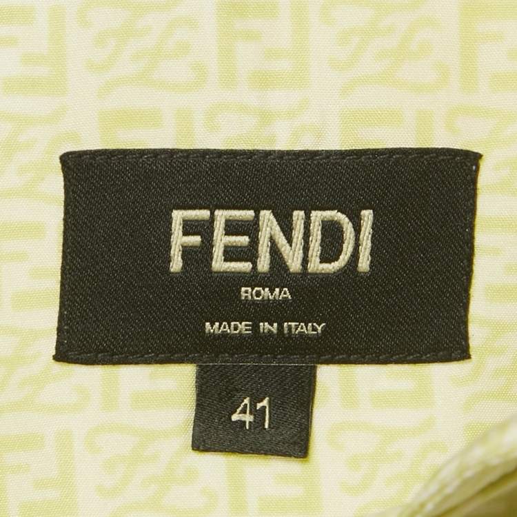 Pre Owned Fendi Green FF Print Silk Short Sleeve Shirt L