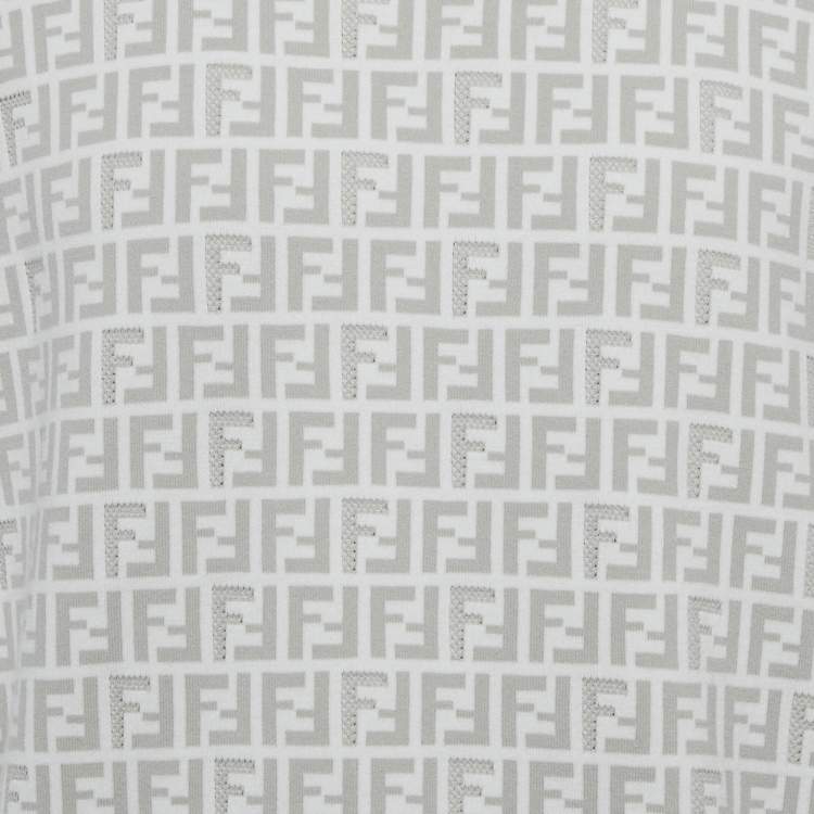Pre Owned Fendi White Zucca Knit Crewneck T-Shirt XL