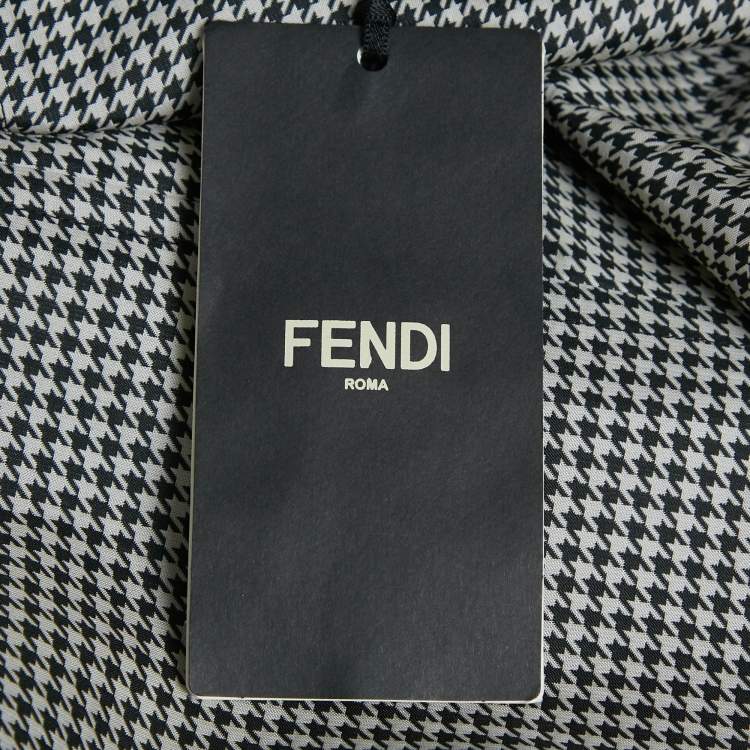 Pre Owned Fendi Black/White FF Houndstooth Synthetic Reversible Jacket L