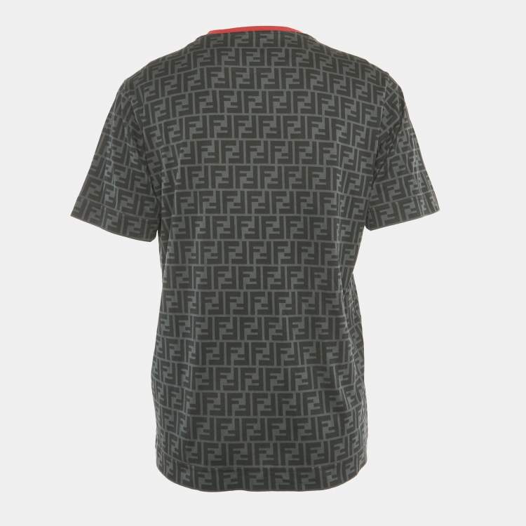 Pre Owned Fendi Green FF Print Cotton T-Shirt M