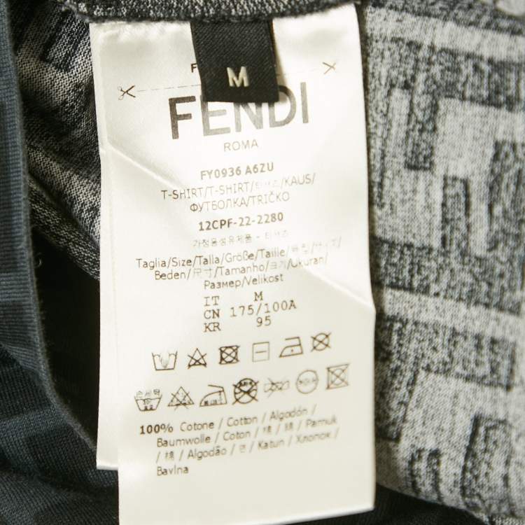 Pre Owned Fendi Green FF Print Cotton T-Shirt M