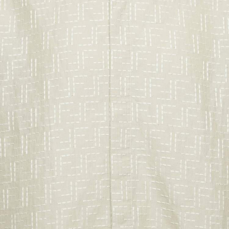 Pre Owned Fendi Beige FF Jacquard Linen Oversize Shirt L