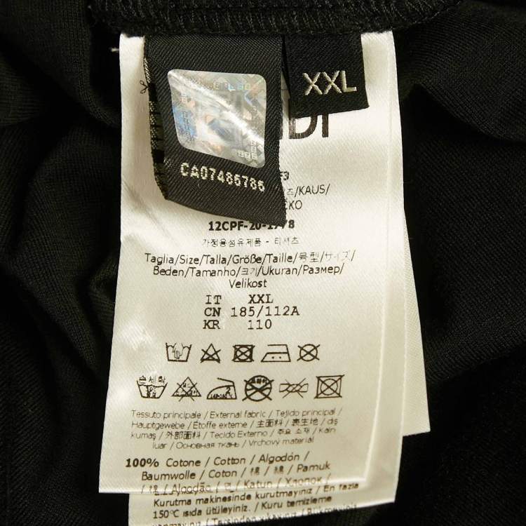 Pre Owned Fendi Black FF Rhinestone Applique Jersey T-Shirt XXL