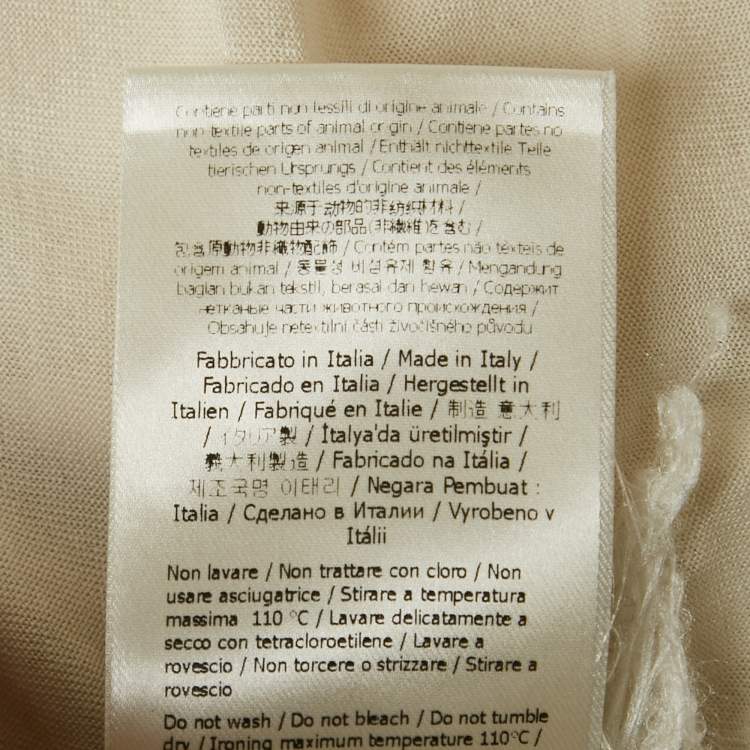 Pre Owned Fendi Cream Logo Embroidered Jersey T-Shirt L