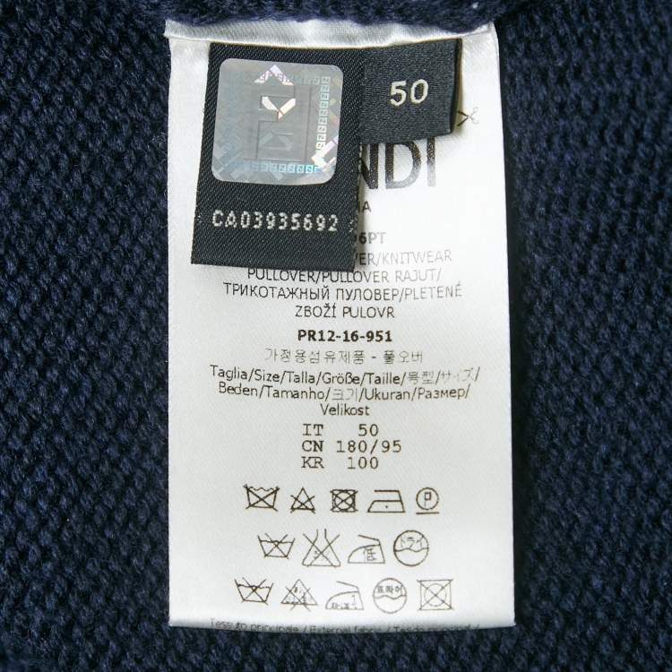 Pre Owned Fendi Navy Blue Monster Wool Knit Jumper XXL