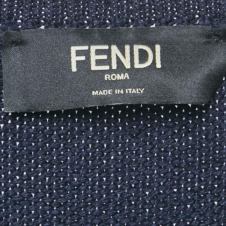 Pre Owned Fendi Navy Blue Monster Wool Knit Jumper XXL