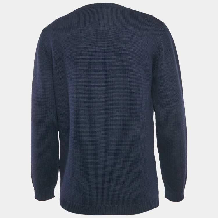 Pre Owned Fendi Navy Blue Monster Wool Knit Jumper XXL