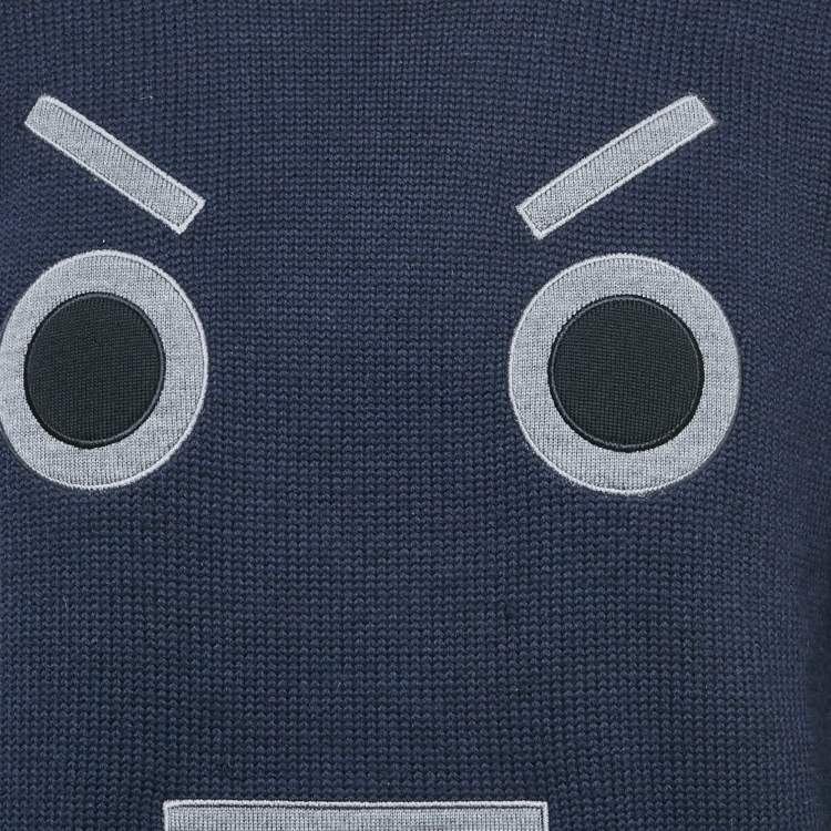 Pre Owned Fendi Navy Blue Monster Wool Knit Jumper XXL