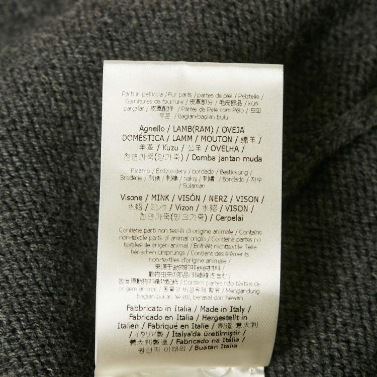 Pre Owned Fendi Grey Bulb Embossed Rib Knit Crewneck Sweater L