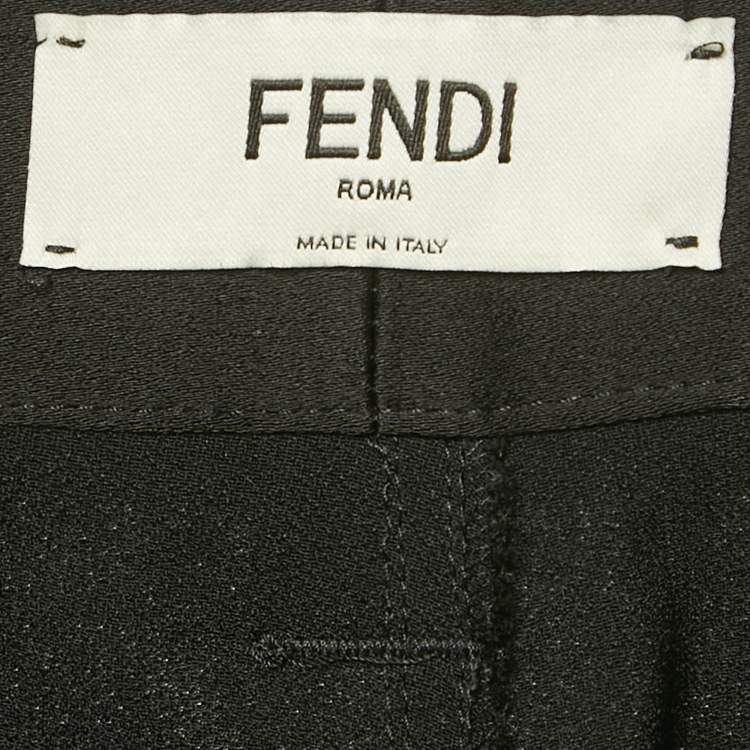 Pre Owned Fendi Black Satin Zip Detail Cargo Pants XS 
