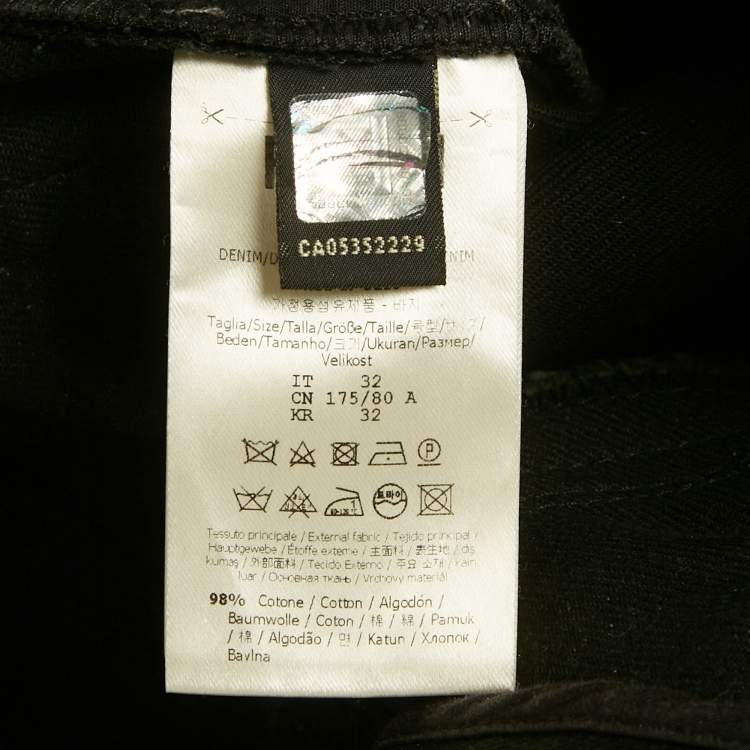 Pre Owned بنطلون جينز فيندي رقعة شعار FF على الدينيم الأسود مقاس صغير / عرض الخصر 31 بوصة