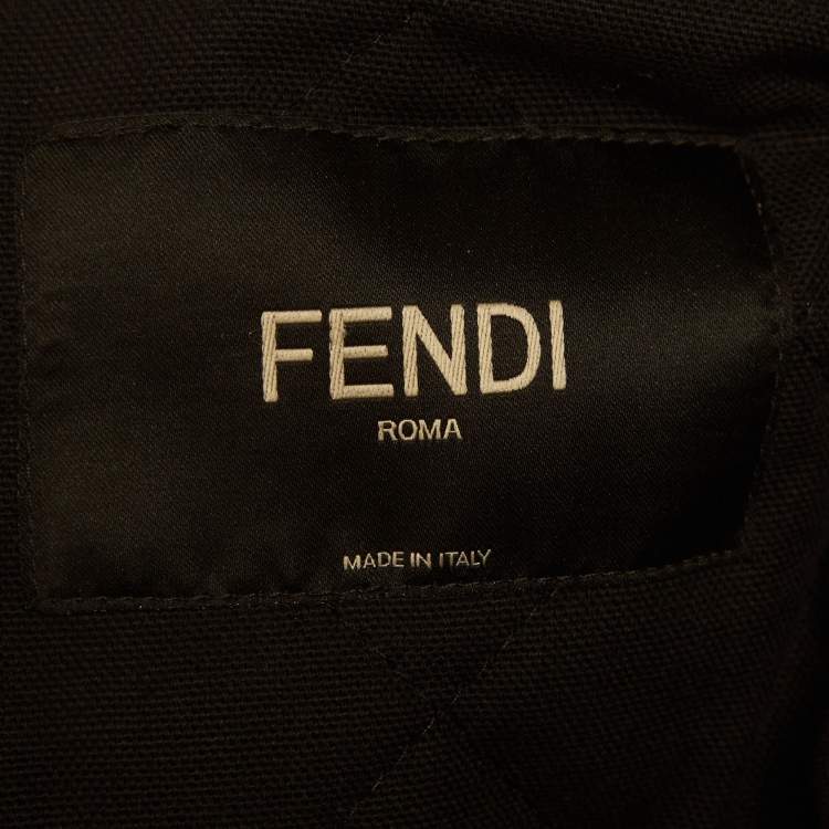 Pre Owned Fendi Blue Shearling Trim Denim Jacket XL