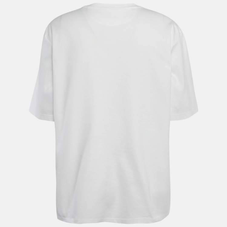 Pre Owned Fendi White Jersey FF Logo Detail T-Shirt XL