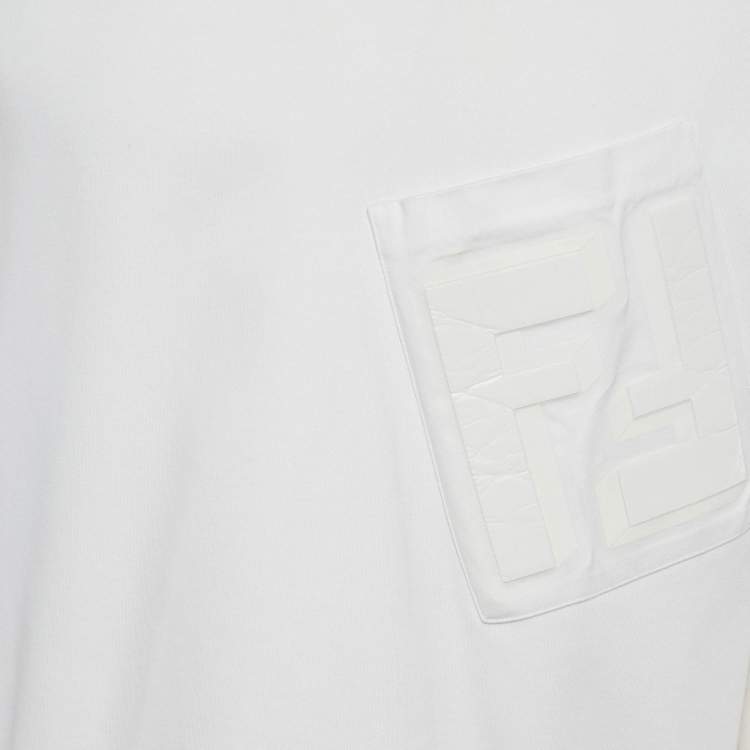Pre Owned Fendi White Jersey FF Logo Detail T-Shirt XL