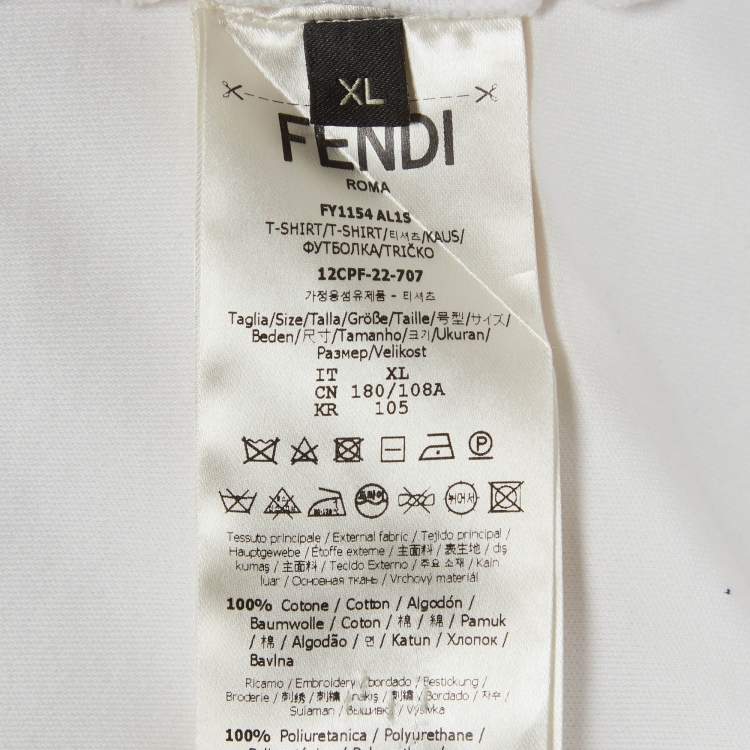 Pre Owned Fendi White Jersey FF Logo Detail T-Shirt XL