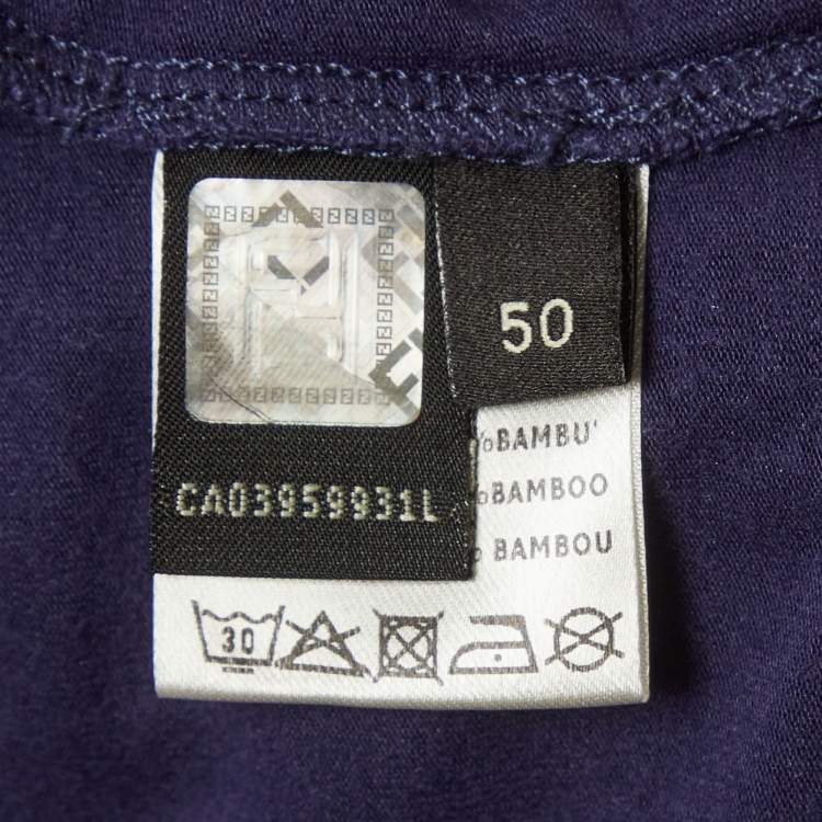 Pre Owned Fendi Blue Logo Applique Jersey T-Shirt L