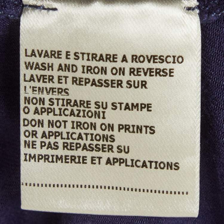 Pre Owned Fendi Blue Logo Applique Jersey T-Shirt L