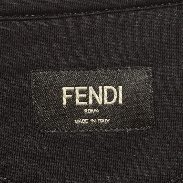 مملوكة مسبقًا Fendi Black Rhinestone Embellished Jersey T-Shirt L