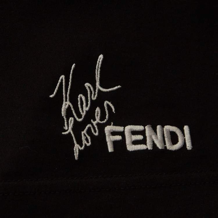 مملوكة مسبقًا Fendi Black Rhinestone Embellished Jersey T-Shirt L