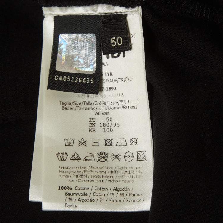 مملوكة مسبقًا Fendi Black Rhinestone Embellished Jersey T-Shirt L