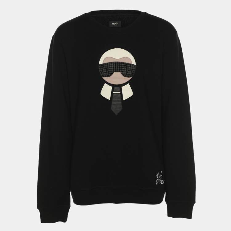 Pre Owned Fendi x Karl Lagerfeld Black Knit Sweatshirt XL