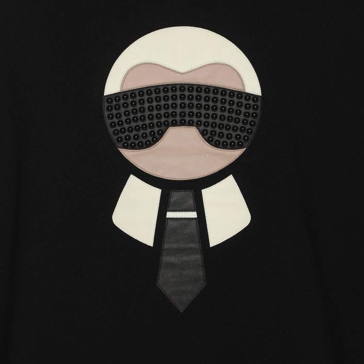 Pre Owned Fendi x Karl Lagerfeld Black Knit Sweatshirt XL