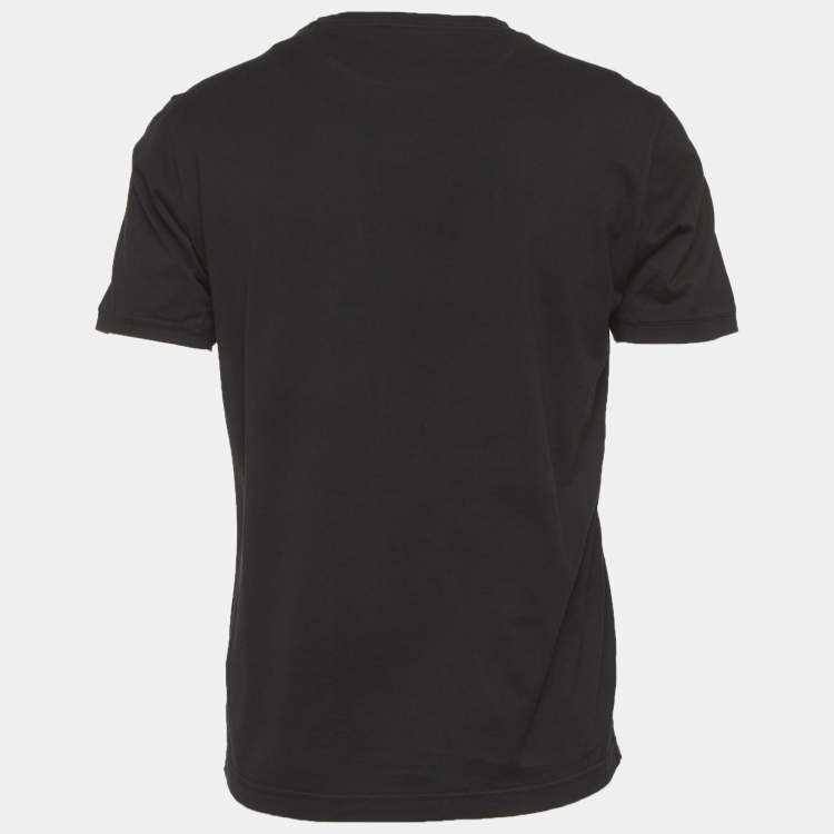 Pre Owned Fendi Black FF Applique Jersey T-Shirt L