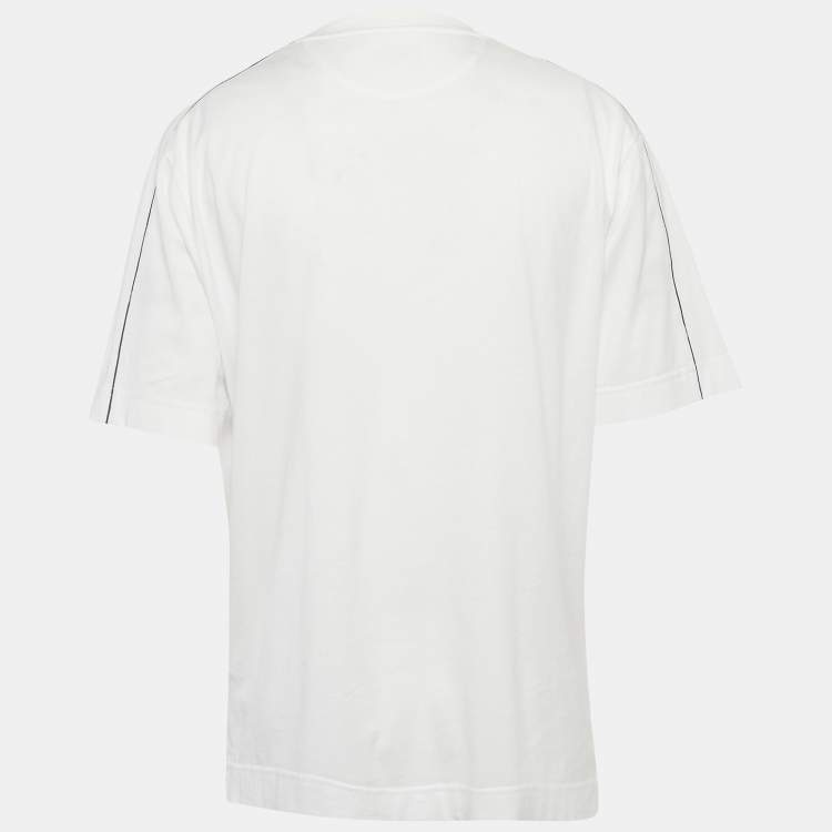 Pre Owned Fendi Roma White Jersey Embossed Logo T-Shirt XL