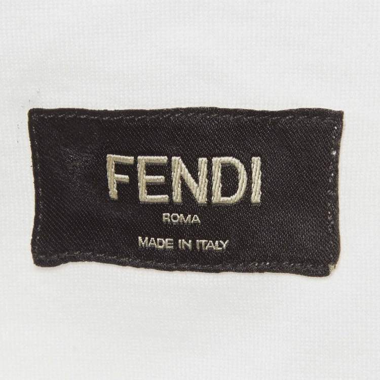 Pre Owned Fendi Roma White Jersey Embossed Logo T-Shirt XL