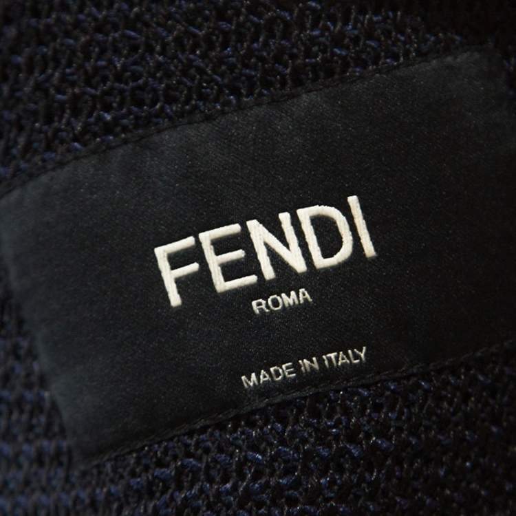 Pre Owned Fendi Navy Blue Wool Blend Unstructured Knitted Blazer XL