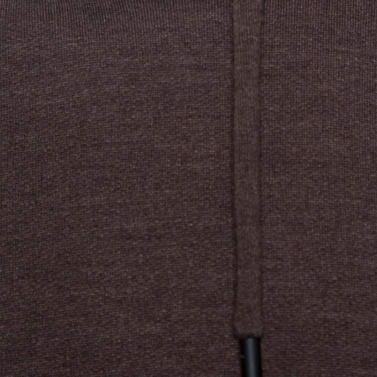 Pre Owned Fendi Brown Wool Blend Logo Tape Trim Hooded Sweatshirt M