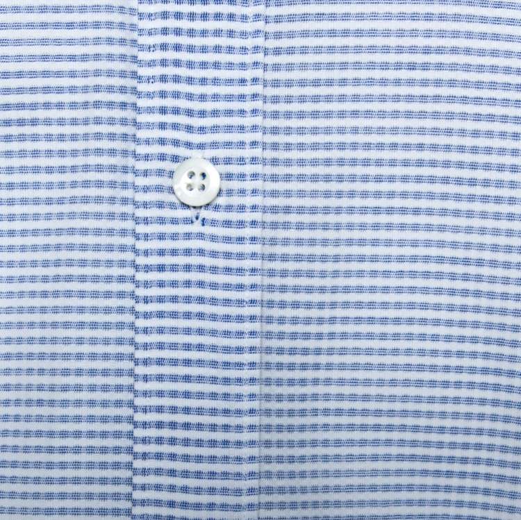 Pre Owned Fendi White & Blue Textured Stripe Cotton Long Sleeve Shirt M