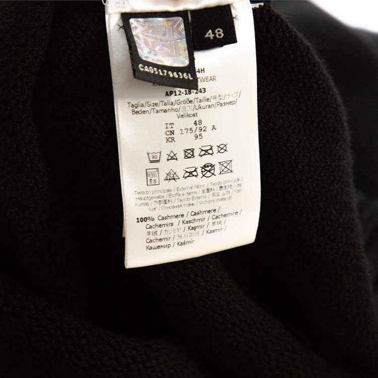 مملوكة مسبقًا Fendi Black Cashmere Intarsia Knit Karlito Turtleneck Sweater M