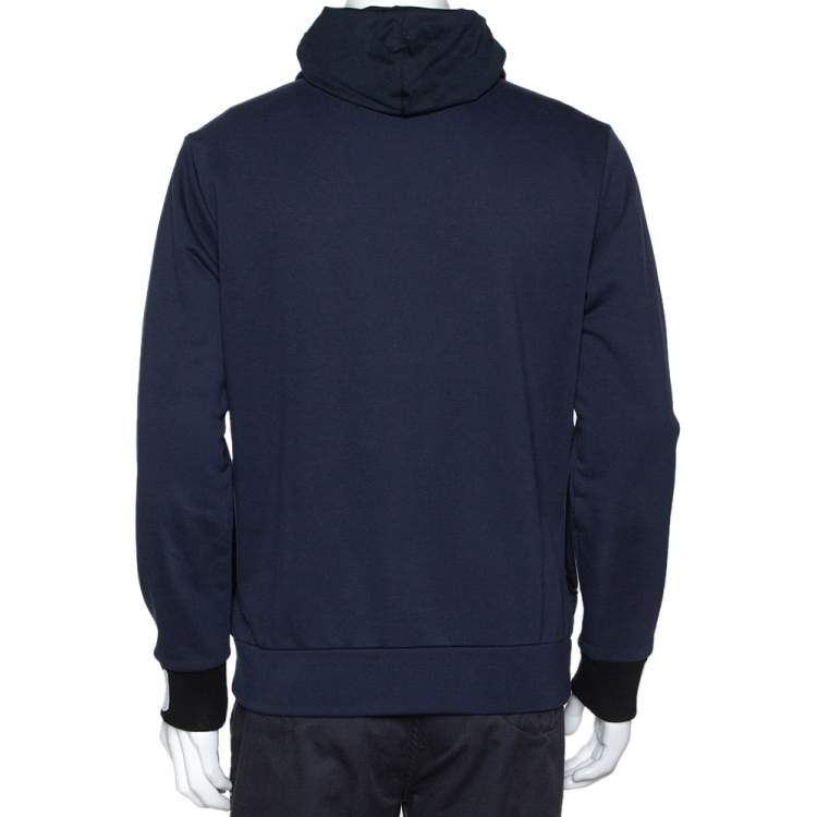 Fendi Navy Blue Knit Concealed Hooded Zip Front Jacket M Fendi Navy Blue Knit Concealed Hooded Zip Front Jacket M