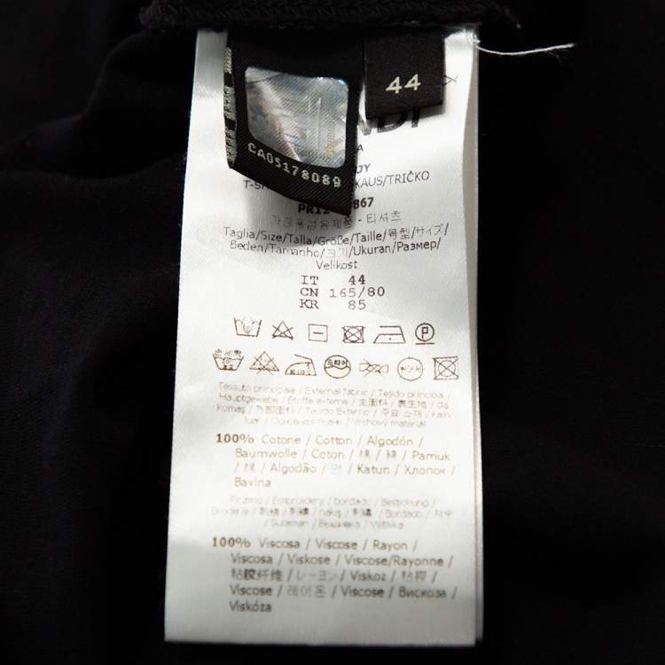 Pre Owned Fendi Black Monster Appliqued Cotton Crew Neck T-Shirt XS