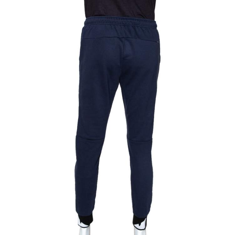 Pre Owned Fendi Navy Blue Knit Monster Eye Cuff Detail Track Pants L
