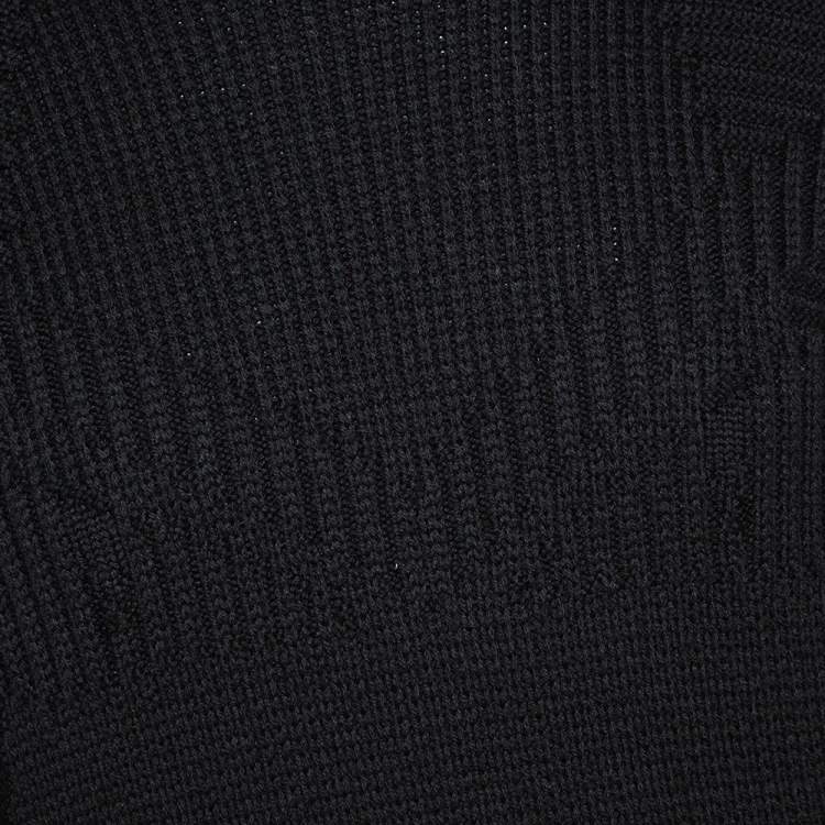 Pre Owned Fendi Black Wool Rib Knit Mock Neck Sweater M