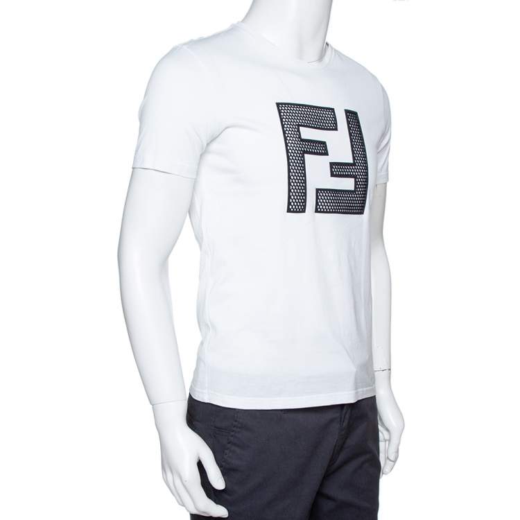 Fendi White Light Jersey Mesh Logo Applique T-Shirt S Fendi | TLC
