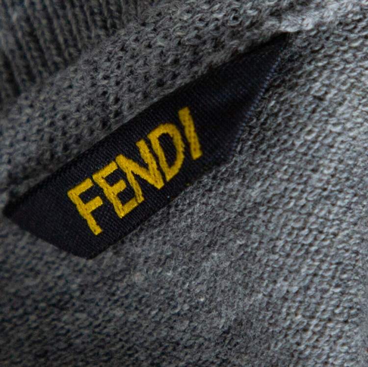 Pre Owned Fendi Grey Cotton Selleria Long Sleeve Polo T-Shirt XXL